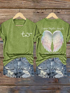 Women's Mysterious Camp Angels Are Forever in Our Hearts Printed Casual T-shirt