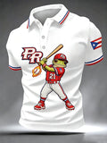 Men's Puerto Rico Baseball Print Polo Shirt