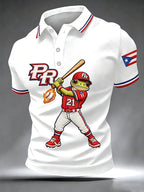 Men's Puerto Rico Baseball Print Polo Shirt