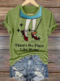 There's No Place Like Home Print Casual V-Neck T-Shirt