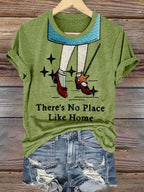 There's No Place Like Home Print Casual V-Neck T-Shirt