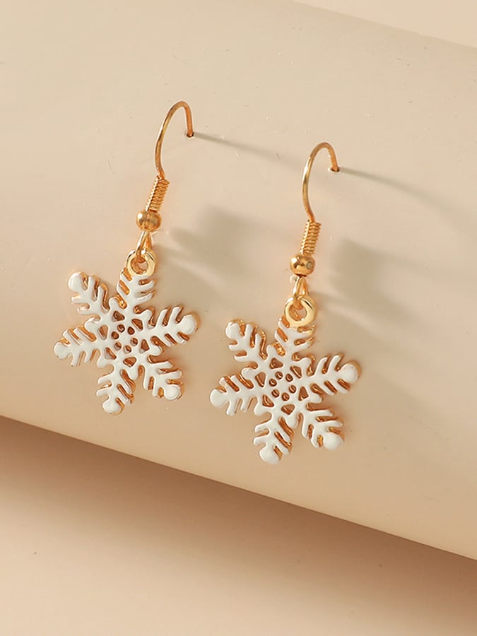 Women's Christmas Simple Hollow Snowflake Earrings