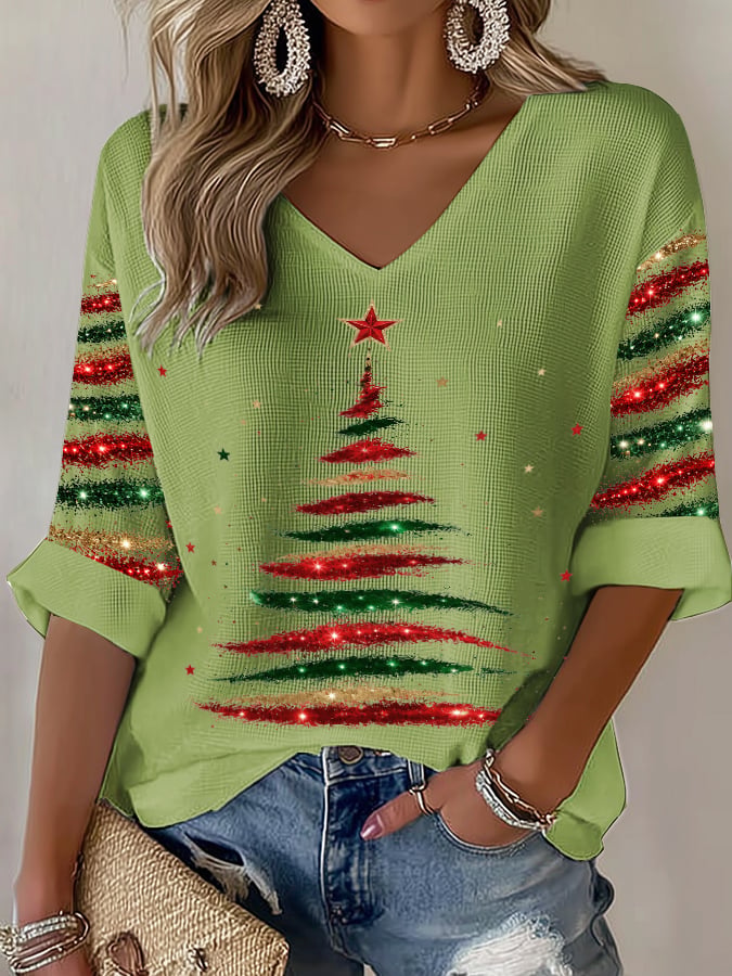 🔥🔥2nd 50% Off 🔥🔥Women's Casual Printed Waffle Top