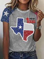 Women's Pray For Texas Printed Short Sleeve T-Shirt