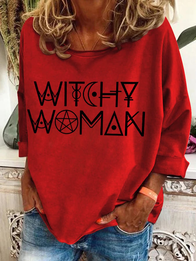 Women's Witch Women Printed Crew Neck Sweatshirt