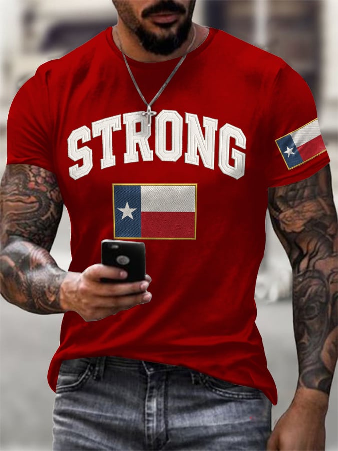 Men's Retro Pray For Texas Texas Strong Print T-Shirt
