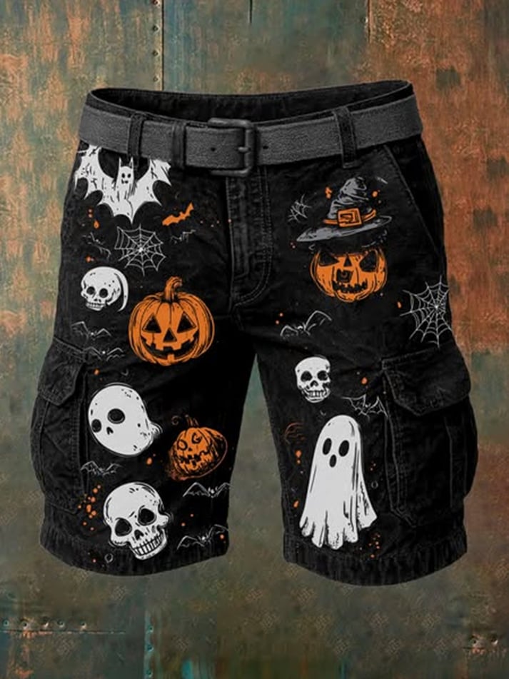 Men'S Halloween Pumpkin Ghost Shorts