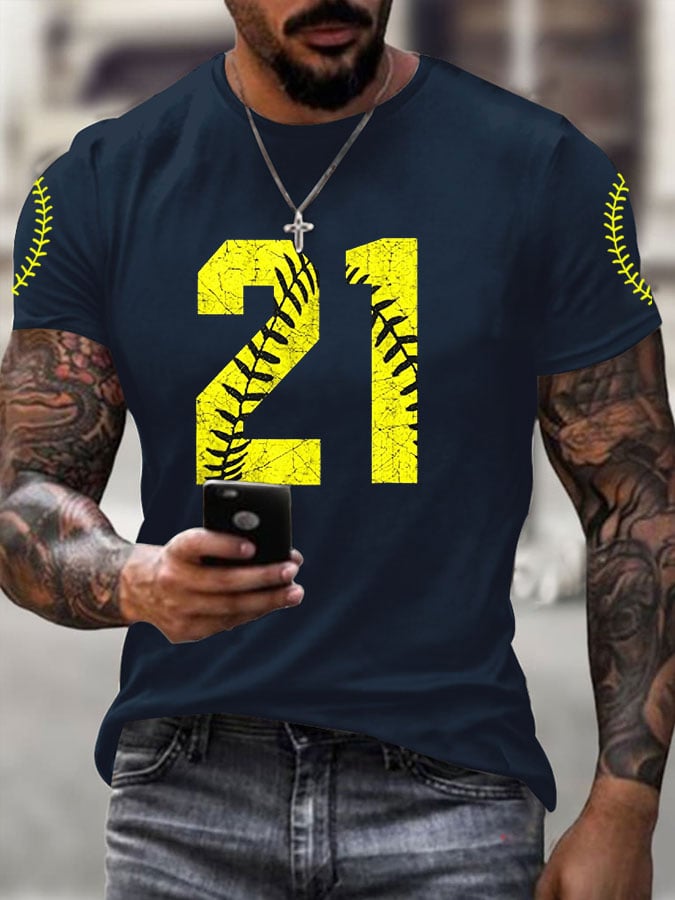 Men's Puerto Rico Baseball Print Short-Sleeve T-Shirt