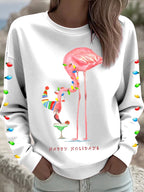 Women's Christmas Flamingo Light String Print Sweatshirt