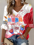 Puerto Rican Patchwork Colorful Printed Long Sleeve Top