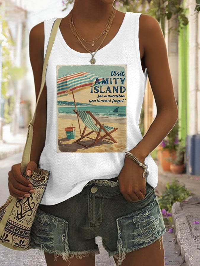 Women's Quint's Shark Fishing - Amity Island 1975 Printed Vest