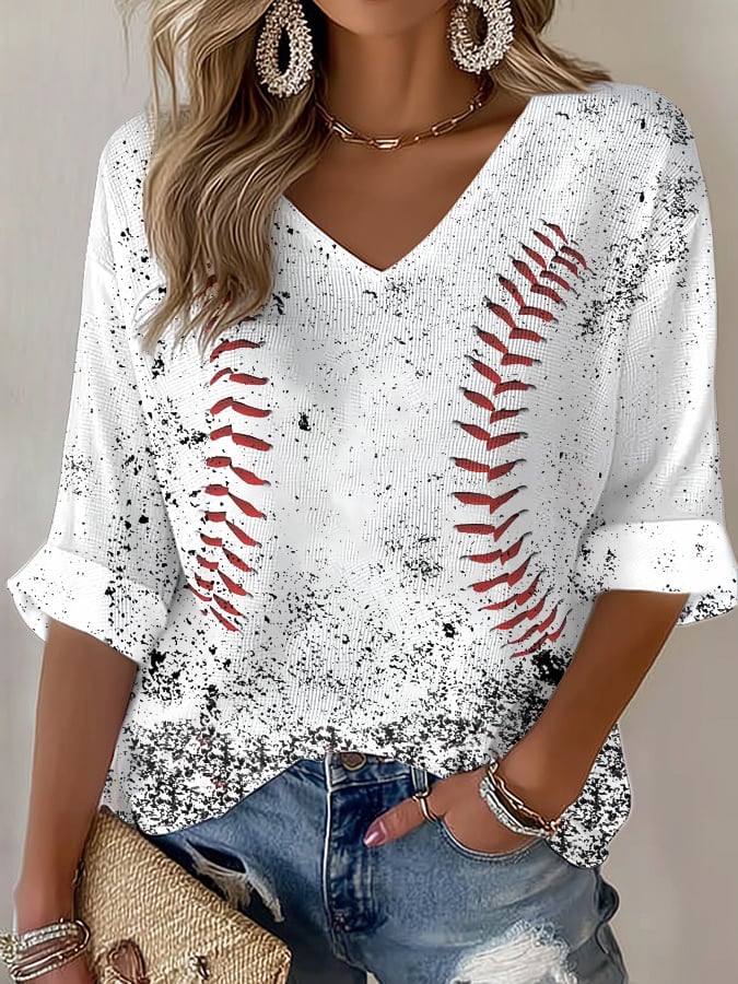 Women's  Baseball  Print T-Shirt