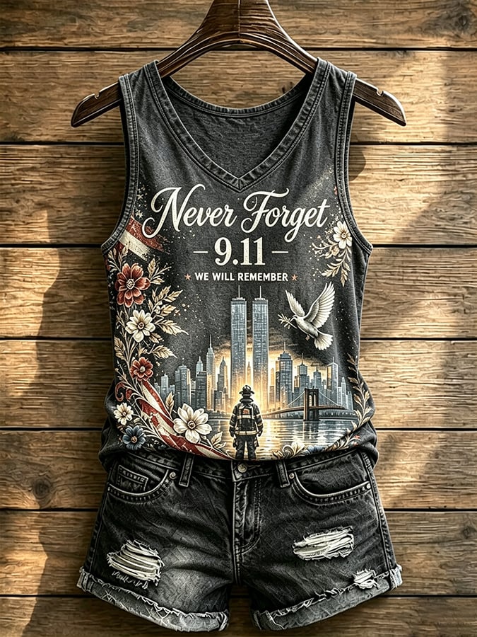 Women's Never Forget September 11 Print Vest