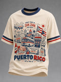 Men's Puerto Rico Art Printed Short-sleeved T-shirt