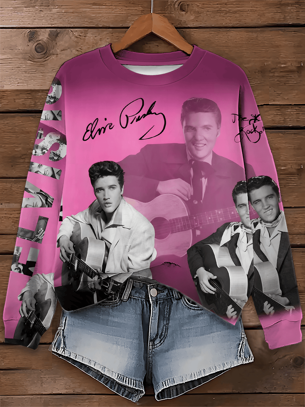 Merry Christmas King of Rock and Roll Printed Sweatshirt