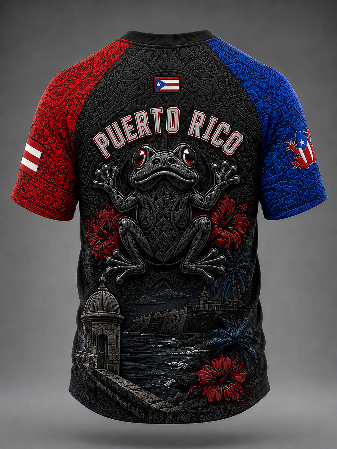 Men's Puerto Rico Art Printed Short-sleeved T-shirt