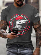 Men's Alligator Alcatraz Ready To Serve Dark Humor Patoitic Printing T Shirt