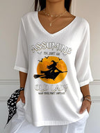 Women's Assuming I'm Just An Old Lady Was Your First Mistake Halloween Print T-Shirt