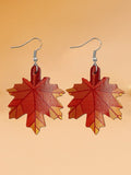 Women's Autumn Leather Pumpkin Maple Leaf Earrings