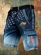 Men's 250 American  Print Casual Cargo Shorts