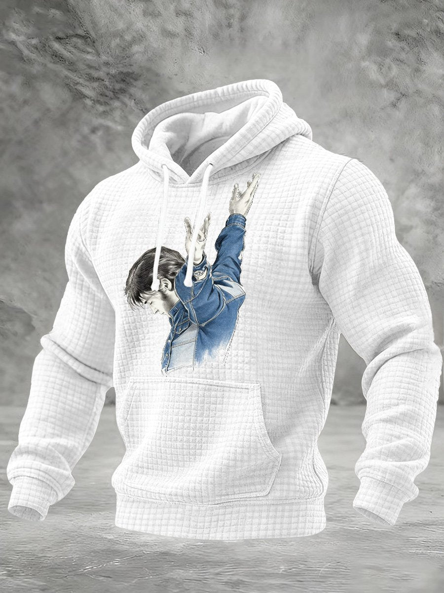 Men's Retro King Of Rock And Roll Printed Casual Hoodie