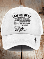 Unisex Distressed Washed Cotton I‘M Not OK Country Musicn Printed Hat