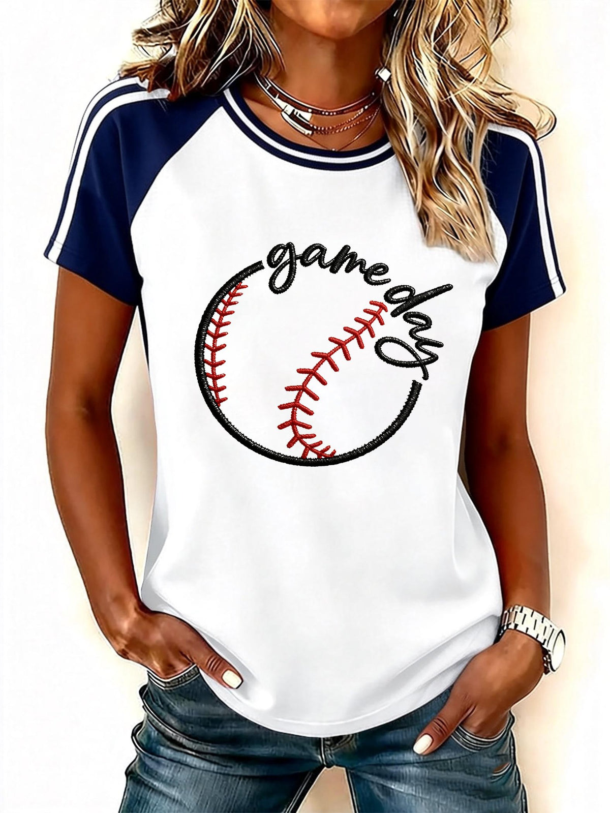 Women's Retro Baseball   Print Top