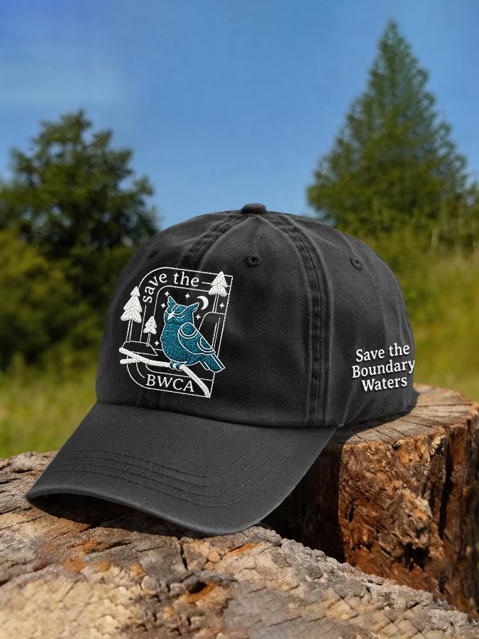 Retro Owls And The Wilderness Save The BWCA Save The Boundary Waters Print Baseball Cap