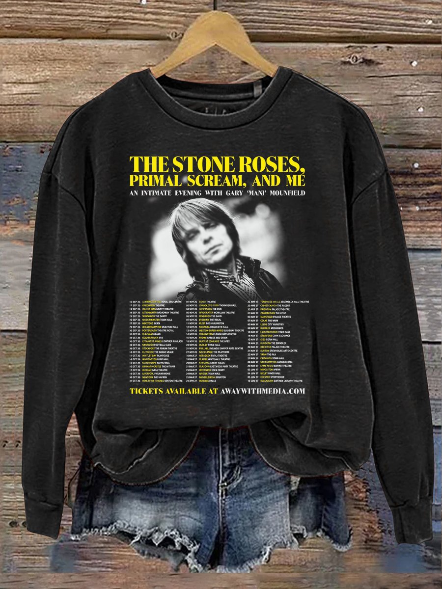 Singer Print Crew Neck Long Sleeve Sweatshirt