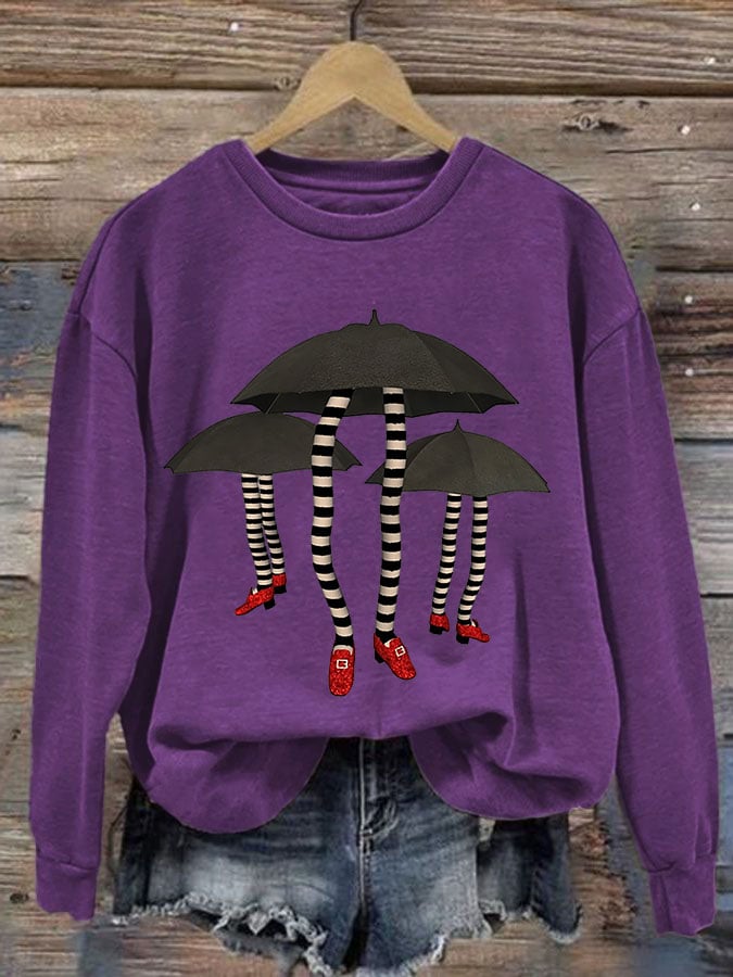 Women's Halloween Witch Print Casual Sweatshirt