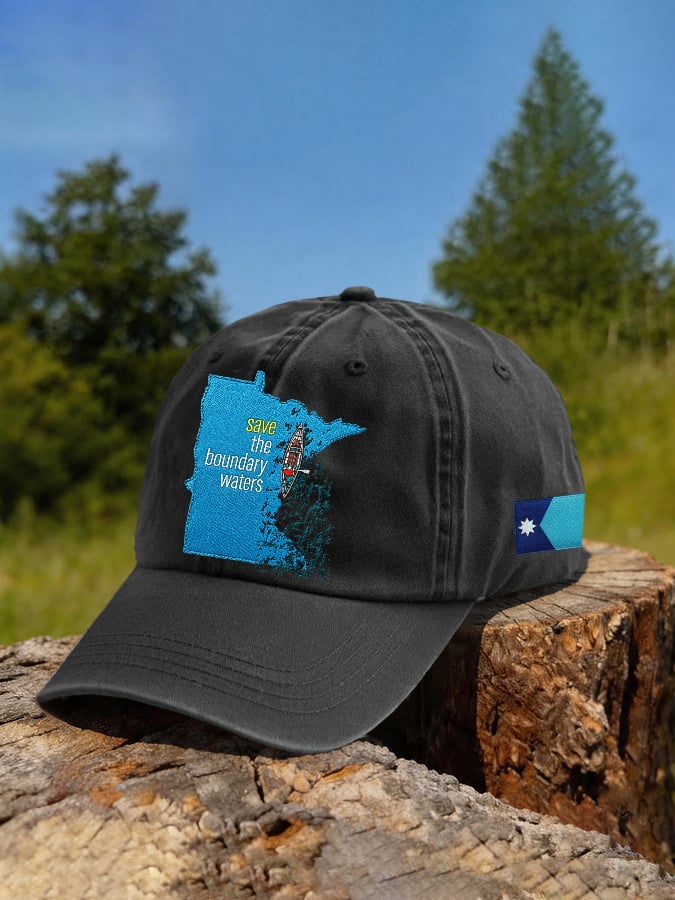 Retro Save The Boundary Waters Mn State Print Baseball Cap