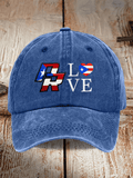 Retro Puerto Rico Print Baseball Cap