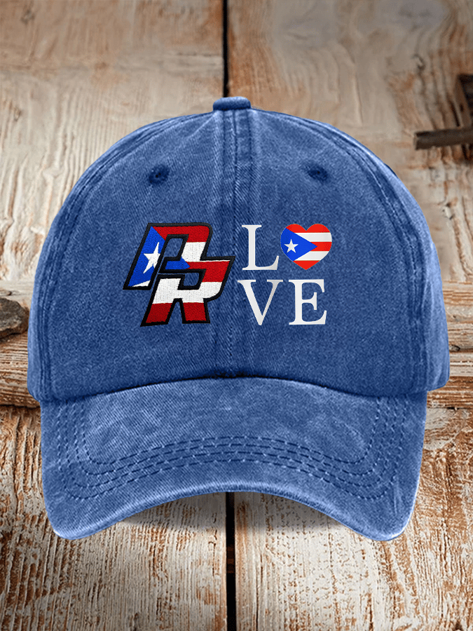 Retro Puerto Rico Print Baseball Cap