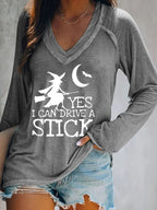 Women's Yes I Can Drive A Stick Print Long Sleeve Casual T-Shirt