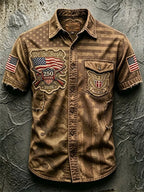 Men's Casual Retro Print Short-Sleeve Shirt