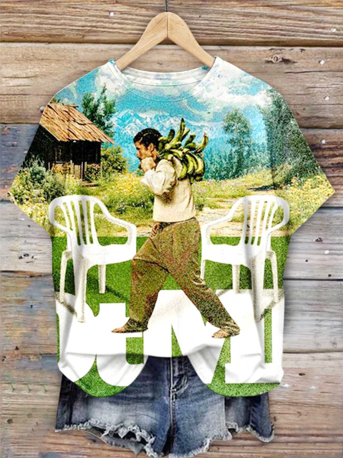 Women's Singer Round Neck Print T-shirt