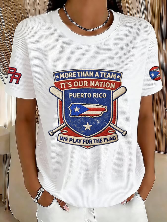 Women's Retro Baseball  Print T-Shirt