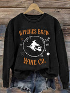 Women'S Halloween Witches Brew Est 1692 Wine Go Printed Sweatshirt