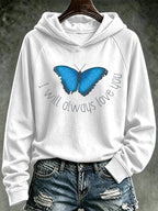 Retro Butterfly I Will Always Love You Print Hoodie