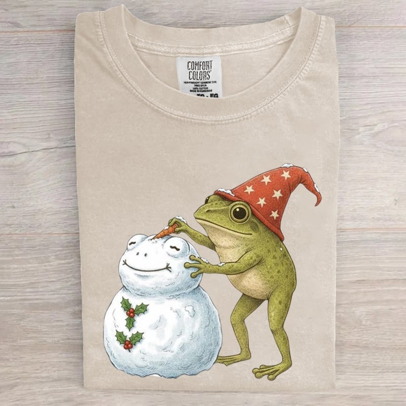 Frog Snowman Christmas Art Print T-Shirt