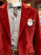 Men's Christmas suede blazer with brooch