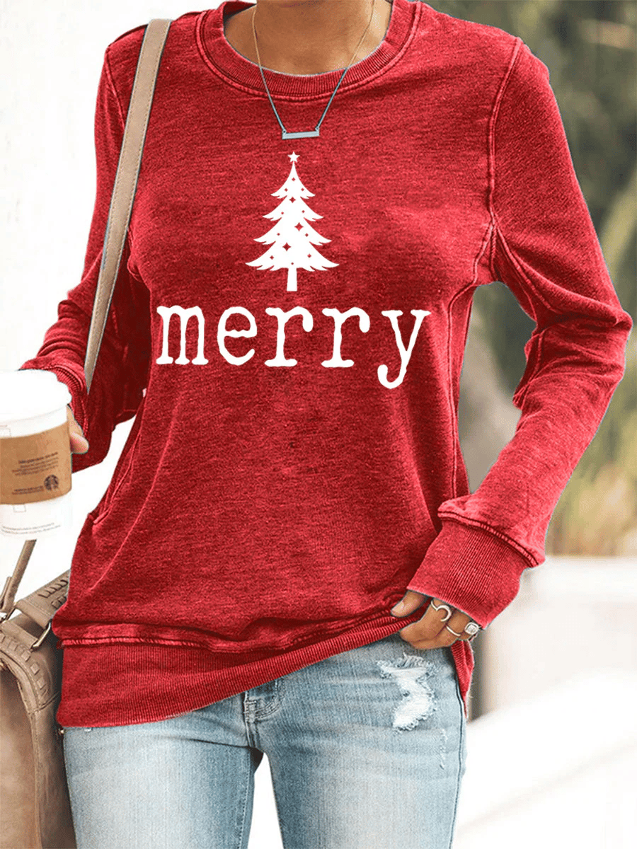 Women's Retro Christmas Print Sweatshirt