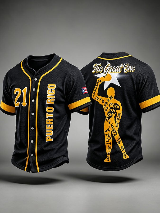 Men's Puerto Rico Baseball Print Short-Sleeve Shirt