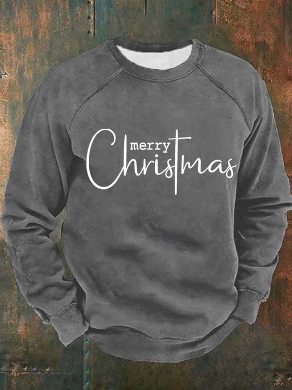 Man's Merry Christmas Print Casual Long Sleeve Sweatershirt