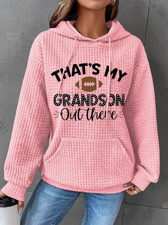 Women's That's My Grandson Out There Football Print Casual Hoodie
