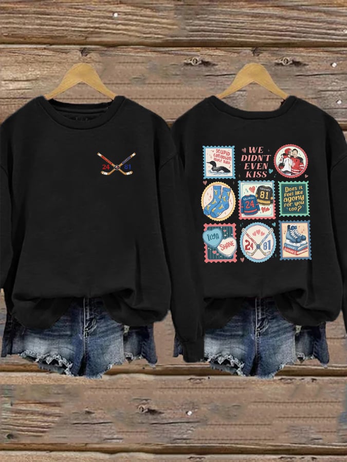 Women's Hockey Romance Print Long-Sleeved Sweatshirt