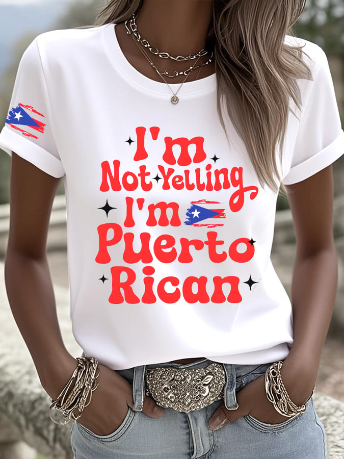 Puerto Rico Colorful Casual Printed Crew Neck T-shirts