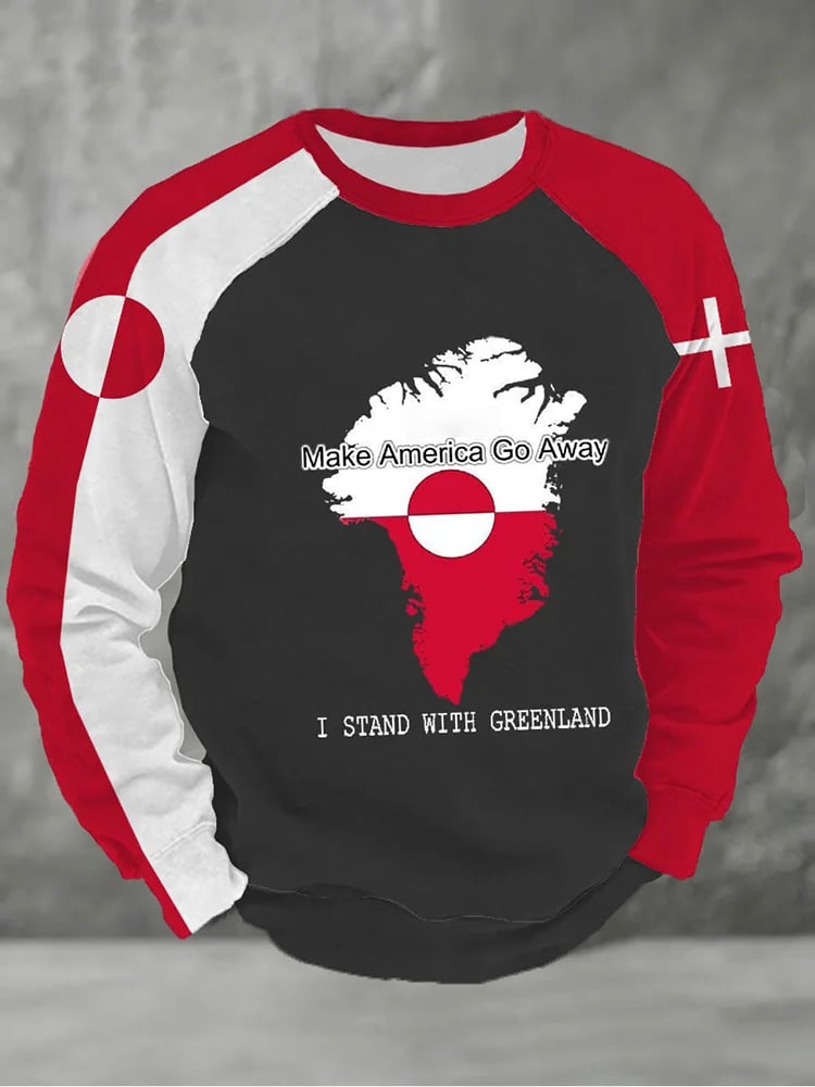 Men's Retro Greenland Print Raglan Sleeve Sweatshirt