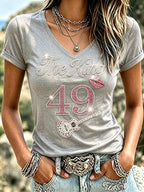 Women's 49th Anniversary Music Print T-shirt