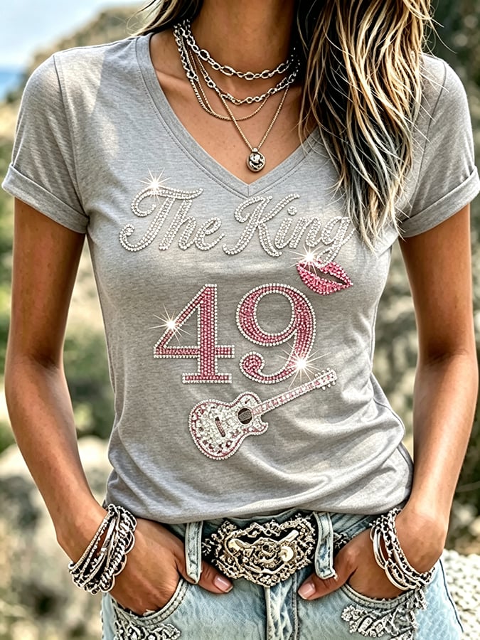 Women's 49th Anniversary Music Print T-shirt